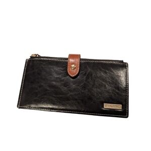 Andoilt Womens Black Bifold Wallet 17 Card Slots Snap RFID Blocking Leather